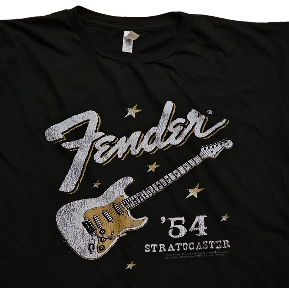 Fender '54 Stratocaster Electric Guitar Black T-Shirt Men XL Six String Music - Picture 2 of 5